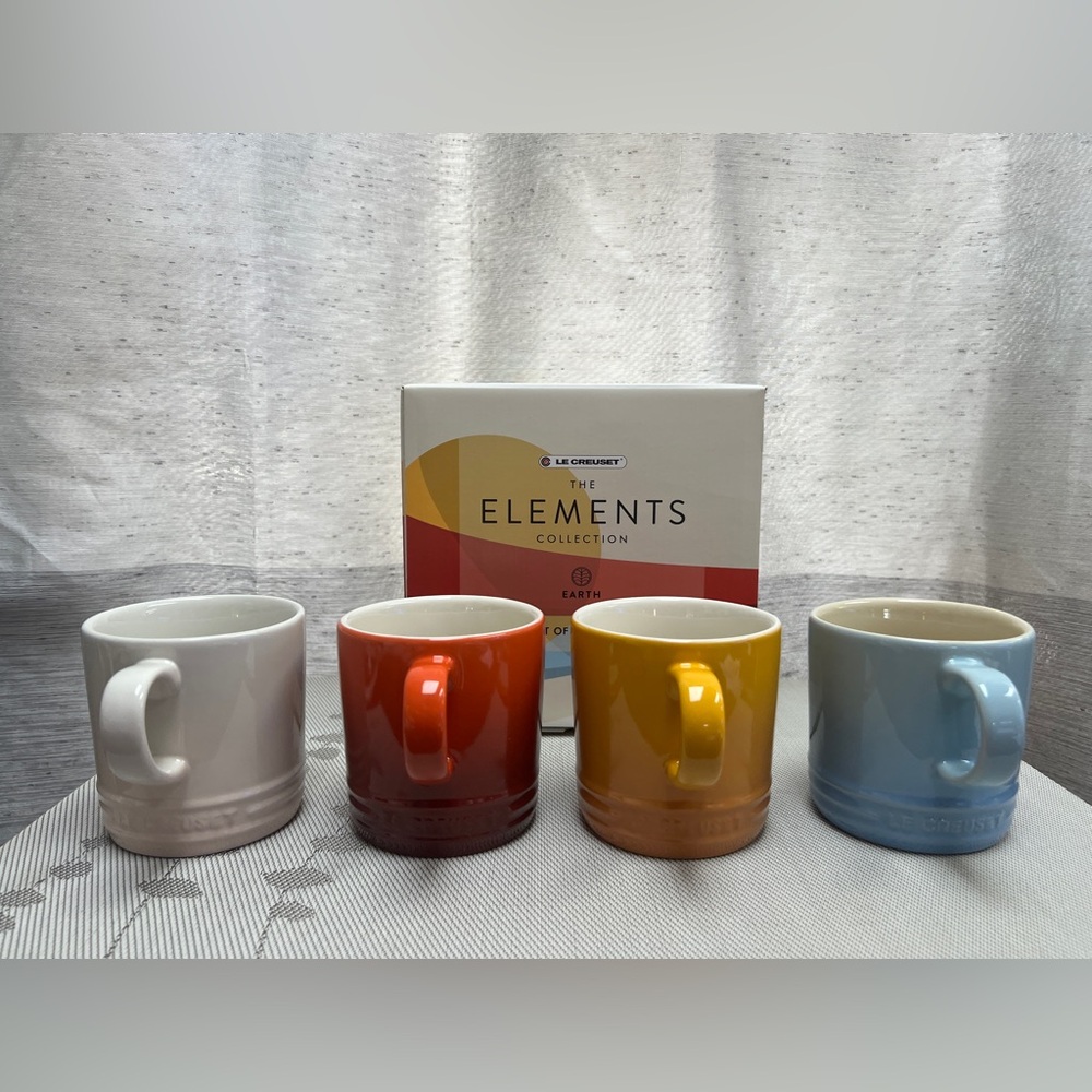 Le Creuset Elements Collection Mug Set - White, Red, Orange, Yellow, Blue